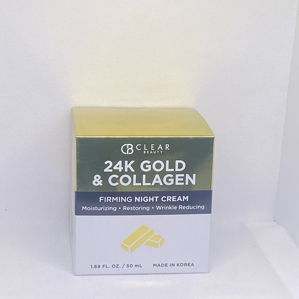 CB Clear Beauty 24K Gold & Collagen Firming NIGHT Cream 1.69 oz NEW